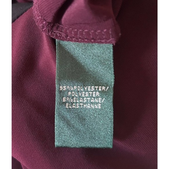 Lauren Ralph Lauren Size 6P Bodycon Color Block Jersey Dress Burgundy, Black - Picture 8 of 8